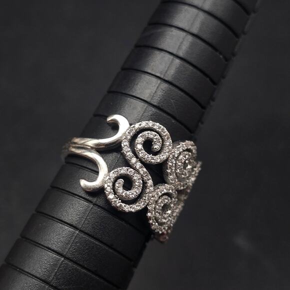 Sterling Silver Swirl CZ Ring Size 9 925 GM CZ - Picture 5 of 10